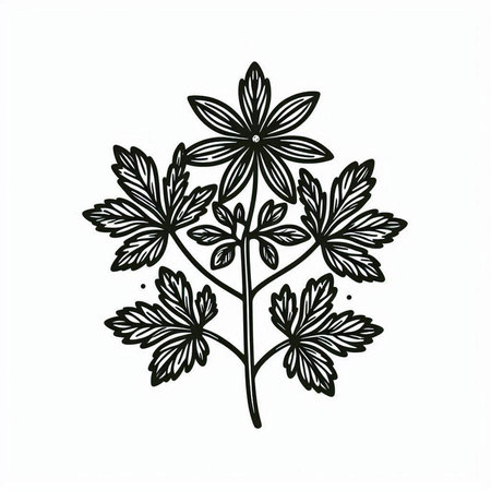 Illustration of a bunch of parsley on a white background.の写真素材