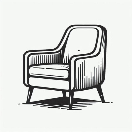 Armchair in retro style. Hand drawn vector illustration in sketch style.の写真素材