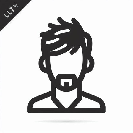 Hipster man with beard icon. Simple black vector illustration.