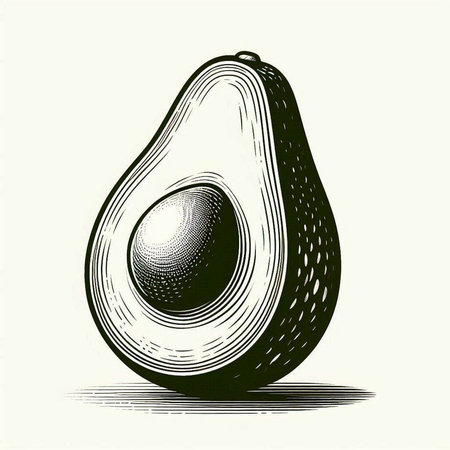 Avocado hand drawn vector illustration. Vintage engraving style.