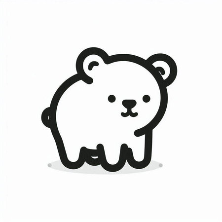 Cute bear icon isolated on a white background. Vector illustration.