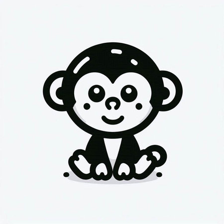 Cute cartoon monkey on white background, vector illustration eps10の写真素材