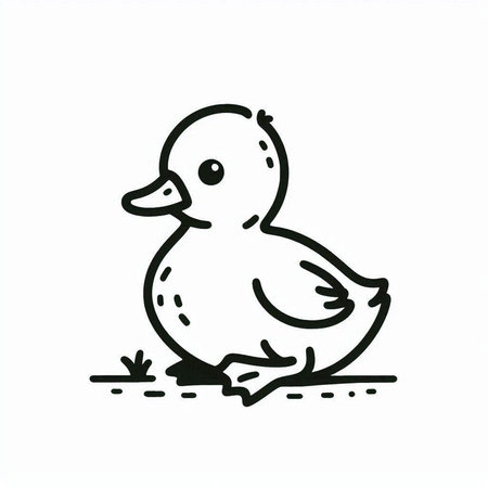 Duck isolated on white background. Hand drawn doodle vector illustration.の写真素材