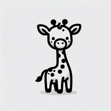 Cute Giraffe, Vector Illustration, Isolated On White Backgroundの写真素材