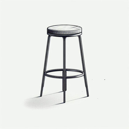 Illustration of a bar stool on a white background with shadow.