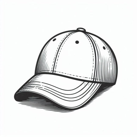 Baseball cap on white background. Vector illustration in sketch style.