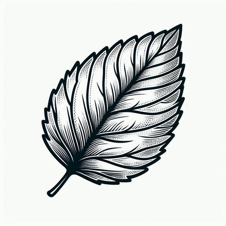 Leaf sketch engraving vector illustration. Scratch board style imitation. Black and white hand drawn...