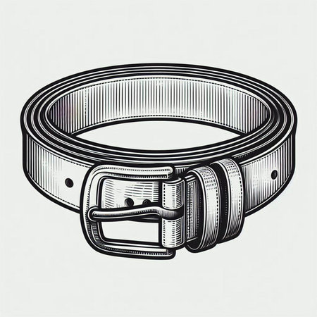 Men's belt. Vector illustration in vintage engraving style.