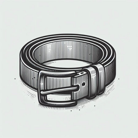 Men's belt in engraving style. Hand drawn vector illustration.