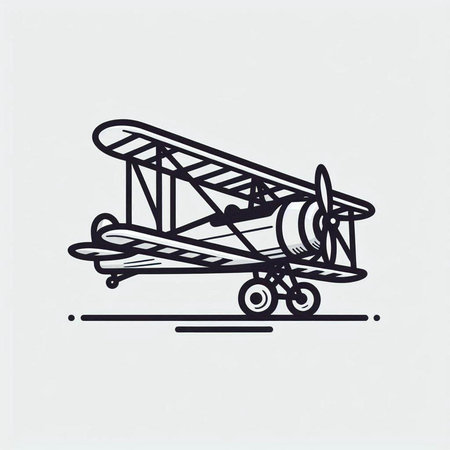 Vector illustration of a retro airplane isolated on a white background. Side view.