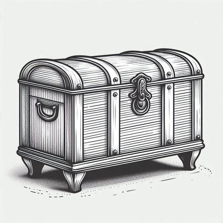 Vintage chest. Hand drawn vector illustration in engraving style.