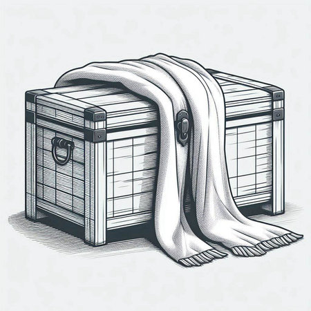 Vector illustration of a suitcase with a white towel on a light background