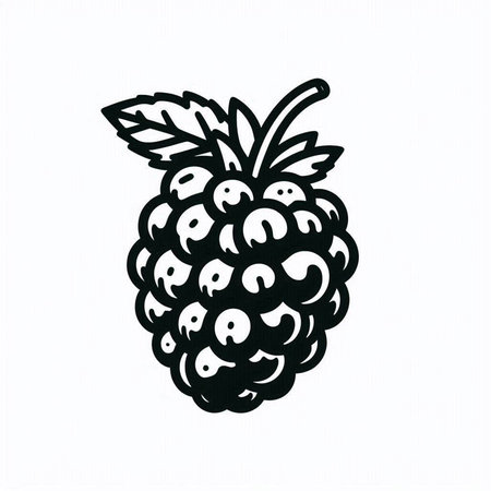 Blackberry icon on white background. Hand drawn illustration. Vector illustration.