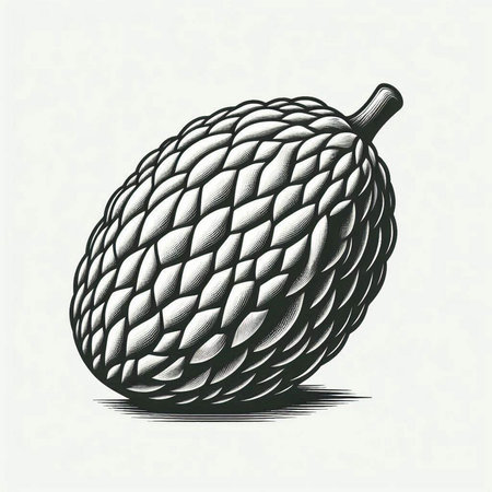 Custard apple fruit hand drawn in engraving style vector illustration