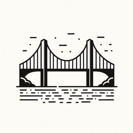 Bridge icon. Vector illustration of a bridge in Lisbon, Portugal.の写真素材