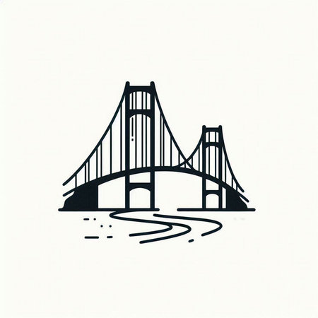 Bridge icon vector isolated on white background. Editable stroke. Line art design.の写真素材
