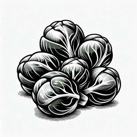 Cabbage. Vector illustration of cabbage. Hand drawn cabbage on white background.の写真素材