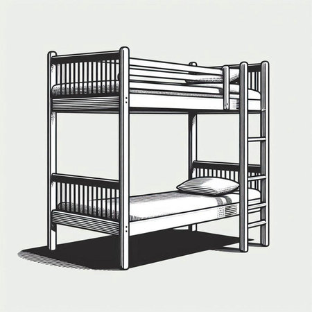 Illustration of a bunk bed in a modern style on a white background