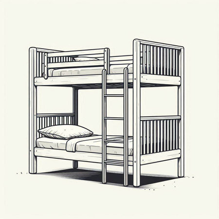 Bunk bed. Hand drawn vector illustration of a bunk bed.