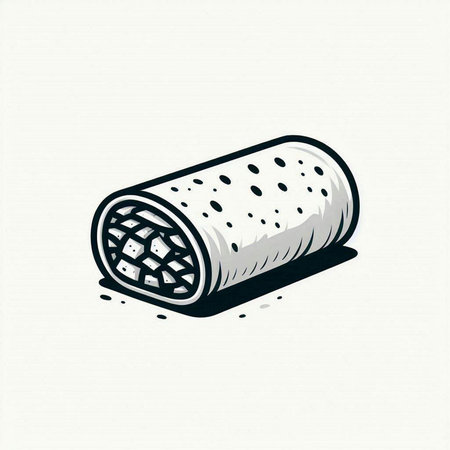 Illustration of a piece of salami isolated on a white backgroundの写真素材