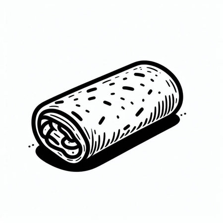 Roll of sausage on a white background. Vector illustration in sketch style.の写真素材