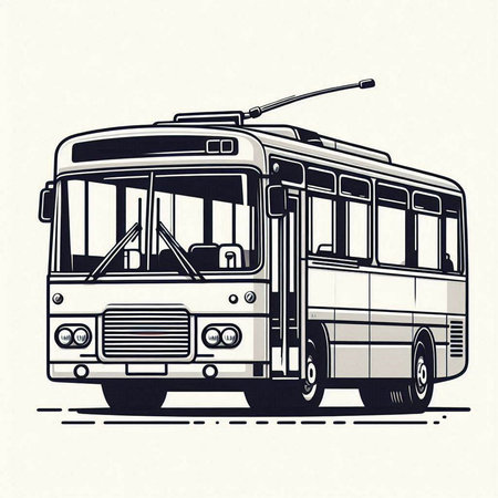 Vector illustration of a bus on a light background. Side view.
