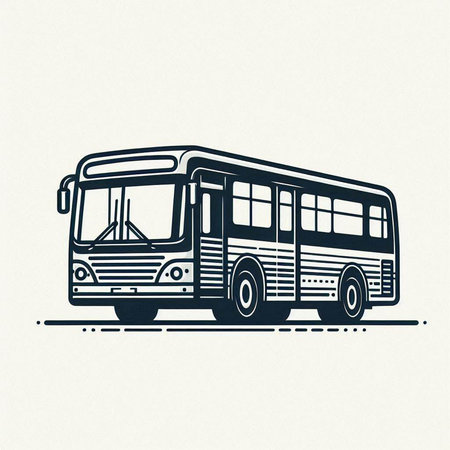 Bus vector illustration. Hand drawn bus isolated on a white background.
