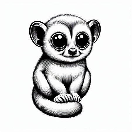 Cute little lemur on a white background. Vector illustration.
