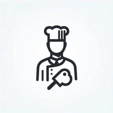 Bartender icon. Vector illustration of a barista in apron.の写真素材
