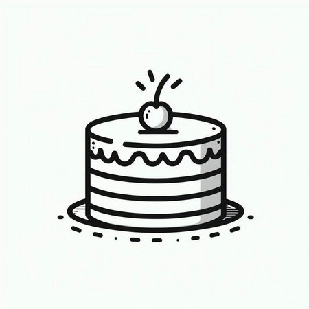 Cake doodle icon on white background. Vector illustration.