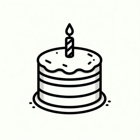 Birthday cake icon, vector illustration in doodle style.の写真素材