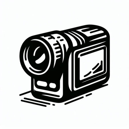 Camera icon in retro style on white background, isolated. Vector illustration.