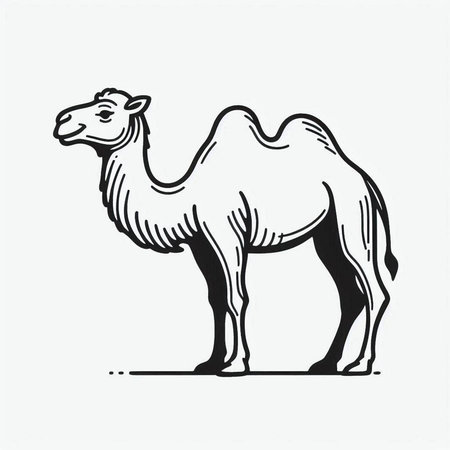 Camel. Hand drawn vector illustration of a camel on a white background.の写真素材