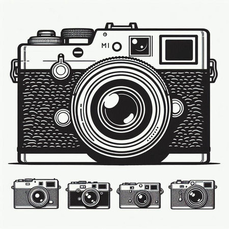 Retro camera isolated on a white background. Vector illustration. Eps 10.