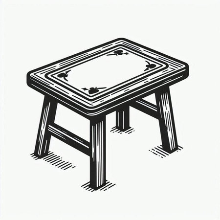 Illustration of a wooden stool on a white background. Vector illustrationの写真素材