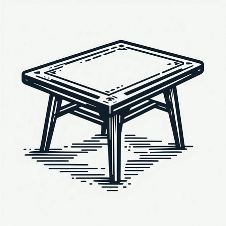 Wooden table isolated on white background. Hand drawn vector illustration.