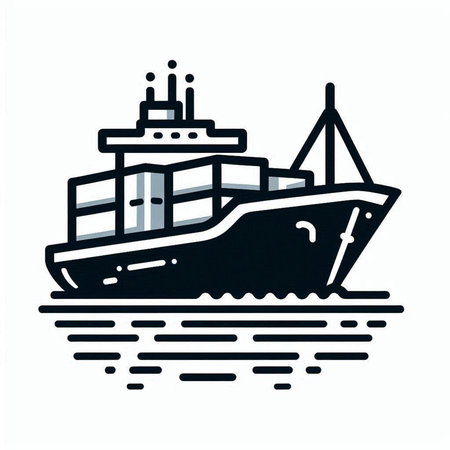 Cargo ship icon isolated on a white background. Vector illustration.の写真素材