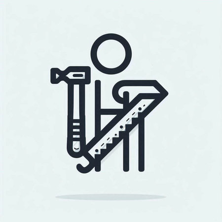 Worker with tool icon. Flat design style. Vector illustration.の写真素材