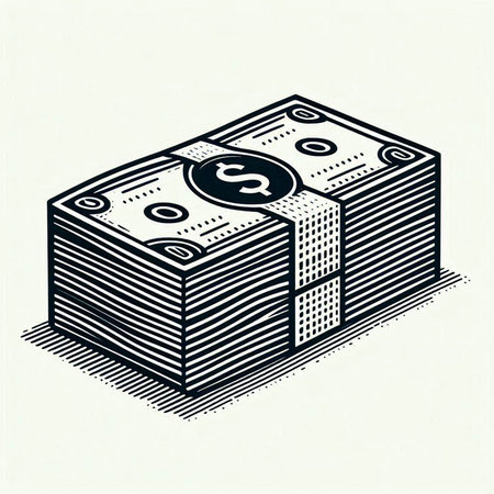 Dollars isometric vector illustration. Hand drawn cash money.