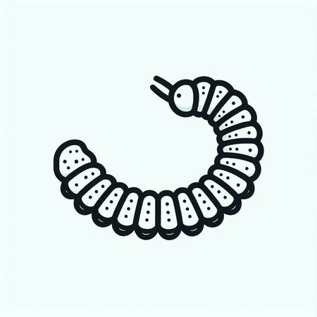 Caterpillar icon. Vector illustration of a worm on a light background.