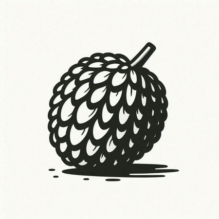 Custard apple. Hand drawn sketch of fruit. Vector illustration.