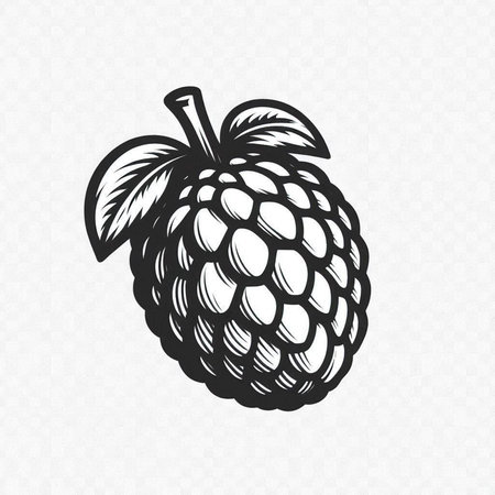 Raspberry fruit. Hand drawn sketch vector illustration isolated on transparent background.の写真素材