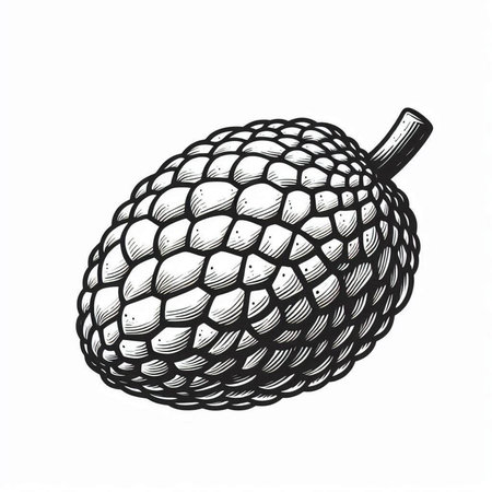 Vector sketch of an exotic fruit. Hand drawn illustration of an exotic fruit.