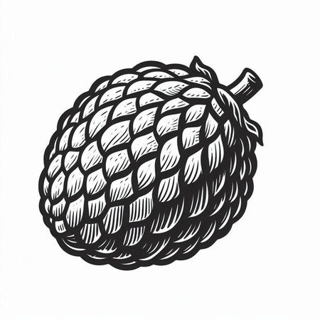 Hand drawn sketch of pine cone on white background. Vector illustration.