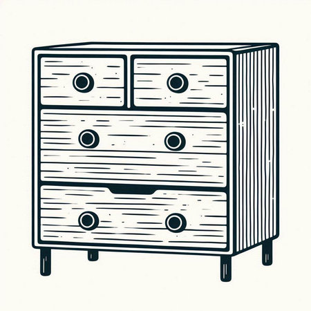 Wooden chest of drawers on white background. Vector illustration.の写真素材