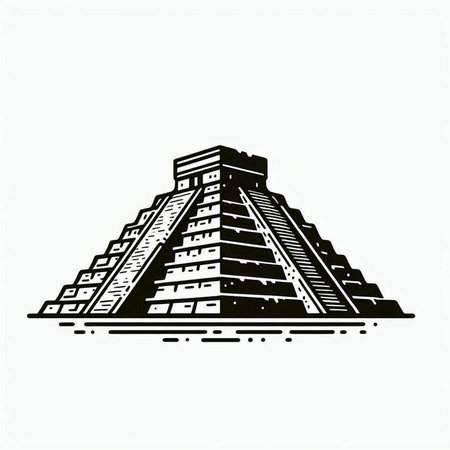 Chichen Itza, pyramid of the sun, Mexico. Vector illustrationの写真素材