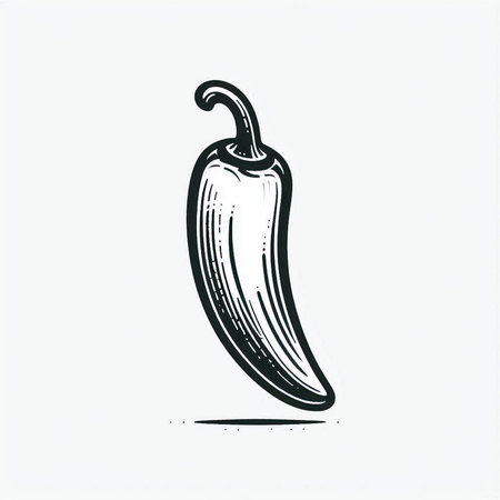 Chilli pepper vector illustration. Hand drawn sketch of chilli pepper.の写真素材