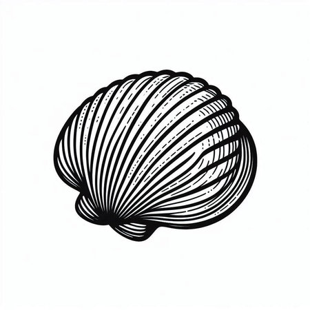 Hand drawn seashell isolated on white background. Vector sketch illustration.