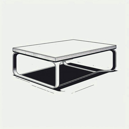Illustration of a black and white table isolated on a white background