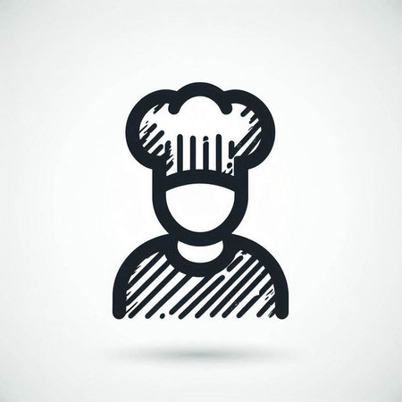 Chef icon, vector illustration. Flat design style. Black and white.の写真素材